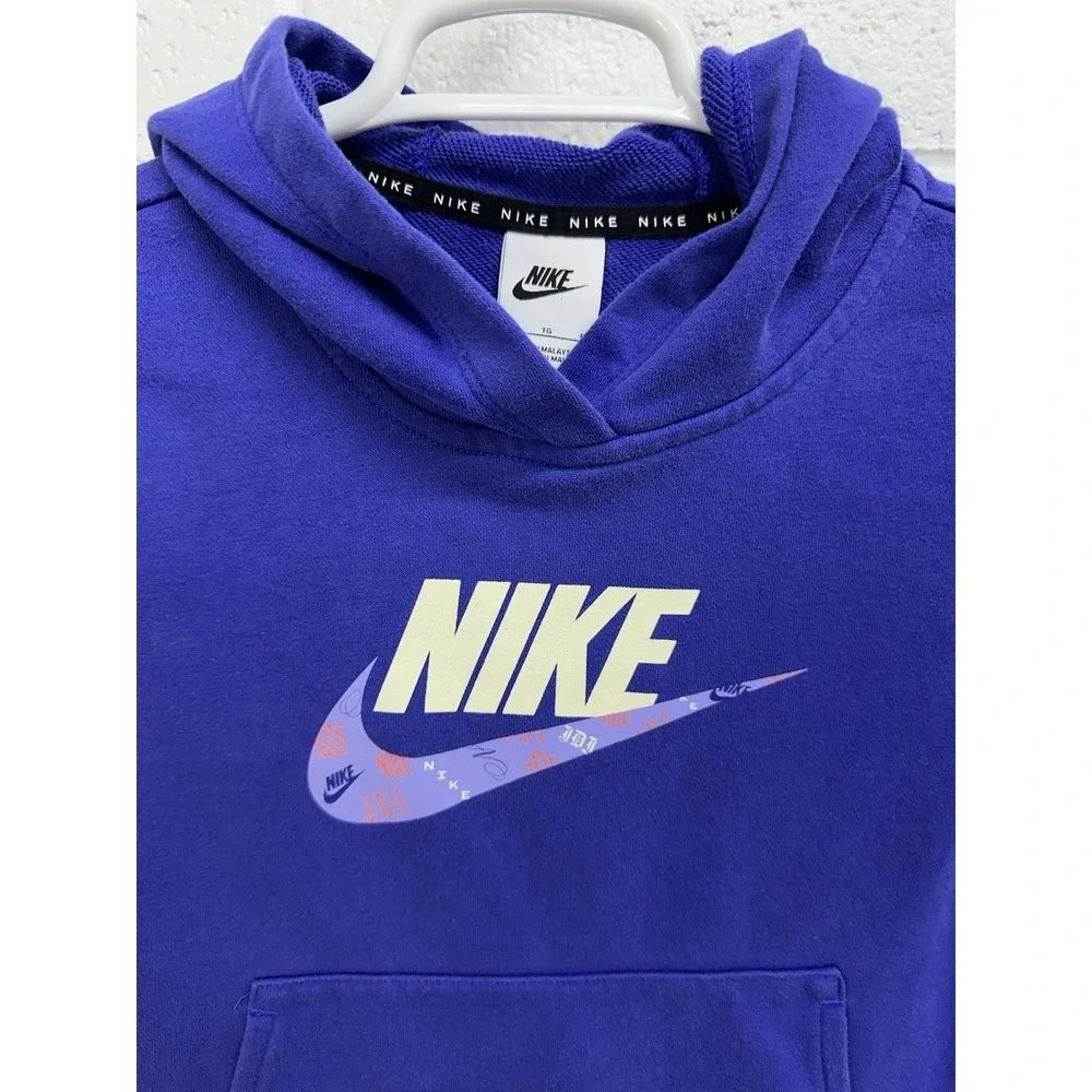 Nike Rush Blue‎ Pullover Fleece Hoodie Swoosh Logo Teen's Size X-Large